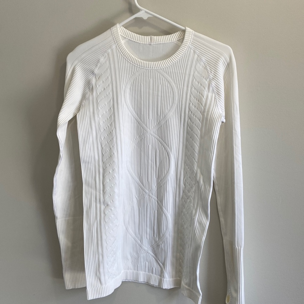 lululemon rest less long sleeve with cable knit print